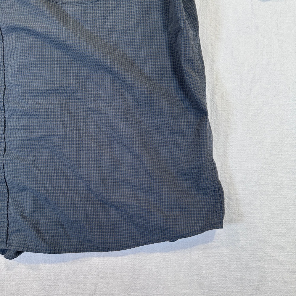 Eddie Bauer Mens 3XL Tall Blue Micro Check Short Sleeve Button Up Shirt Pocket - Picture 6 of 16